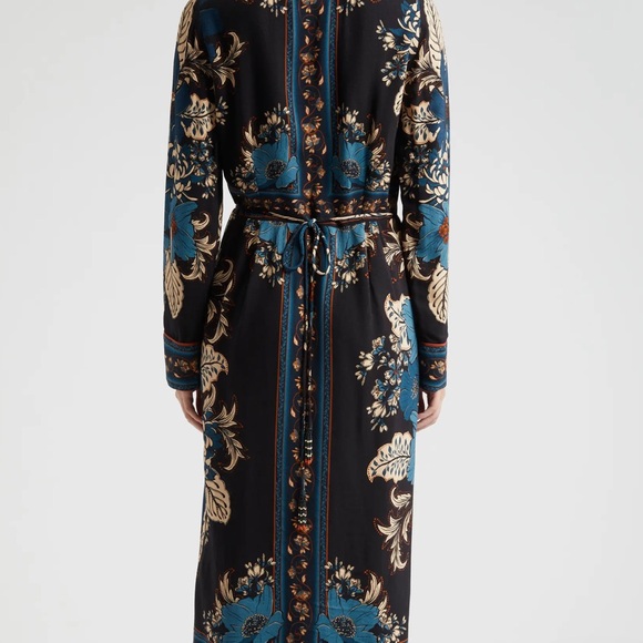 Blue and Navy Blossom Tapestry Long Sleeve Wrap Dress frim Farm RIO - Picture 2 of 7